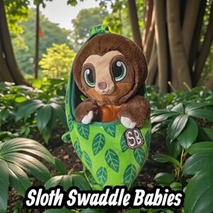 Fiesta Swaddle Babies Sloth Plush 9.5" Stuffed Animal Sling Carrier Pouch